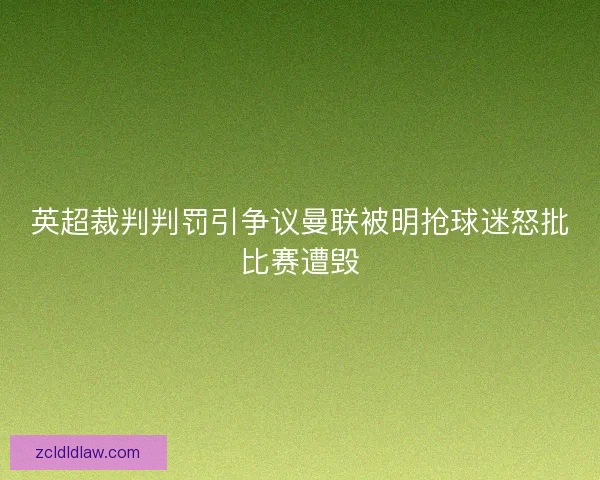 英超裁判判罚引争议曼联被明抢球迷怒批比赛遭毁